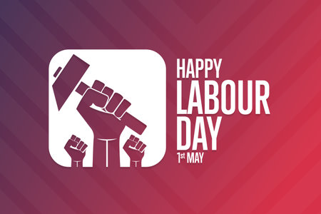 Happy Labour Day. 1 May. Holiday concept. Template for background, banner, card, poster with text inscription. Vector  illustration.のイラスト素材