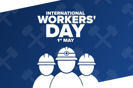 International Workers Day. 1 May. Holiday concept. Template for background, banner, card, poster with text inscription. Vector  illustration.のイラスト素材
