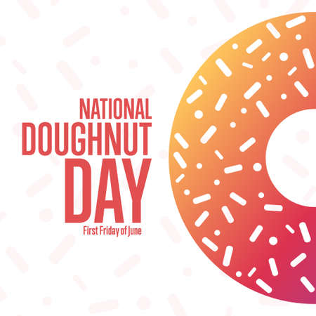 National Doughnut Day. Holiday concept. Template for background, banner, card, poster with text inscription. Vector illustration.のイラスト素材