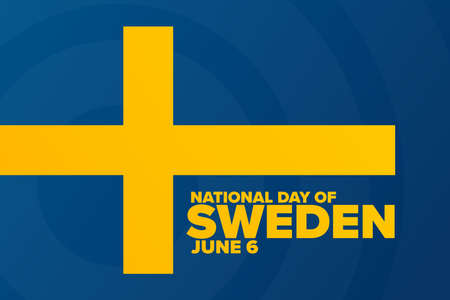 National Day of Sweden. June 6. Holiday concept. Template for background, banner, card, poster with text inscription. Vector illustration.のイラスト素材