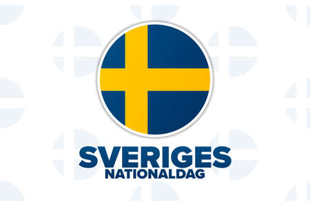 Inscription in Swedish means National Day of Sweden. Holiday concept. Template for background, banner, card, poster with text inscription. Vector illustration.のイラスト素材