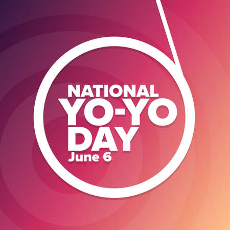 National Yo-Yo Day. June 6. Holiday concept. Template for background, banner, card, poster with text inscription. Vector illustration.のイラスト素材