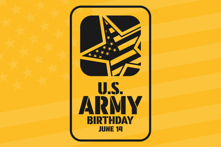 U.S. Army Birthday. June 14. Holiday concept. Template for background, banner, card, poster with text inscription.のイラスト素材