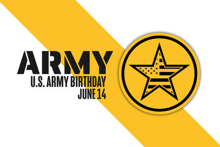 U.S. Army Birthday. June 14. Holiday concept. Template for background, banner, card, poster with text inscription.のイラスト素材