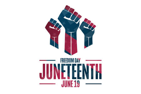 Juneteenth. Freedom Day. June 19. Holiday concept. Template for background, banner, card, poster with text inscription.のイラスト素材