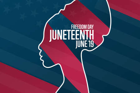 Juneteenth. Freedom Day. June 19. Holiday concept. Template for background, banner, card, poster with text inscription.のイラスト素材