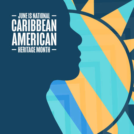 June is National Caribbean American Heritage Month. Holiday concept. Template for background, banner, card, poster with text inscription.のイラスト素材