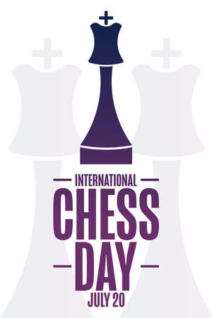 International Chess Day. July 20. Holiday concept. Template for background, banner, card, poster with text inscription. Vector EPS10 illustration.のイラスト素材