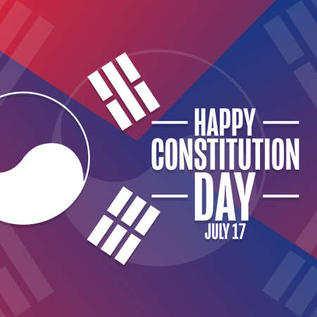 Happy South Korea Constitution Day. July 17. Holiday concept. Template for background, banner, card, poster with text inscription. Vector EPS10 illustration.のイラスト素材
