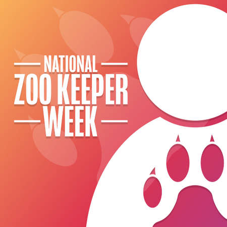 National Zoo Keeper Week. Holiday concept. Template for background, banner, card, poster with text inscription. Vector illustration.のイラスト素材