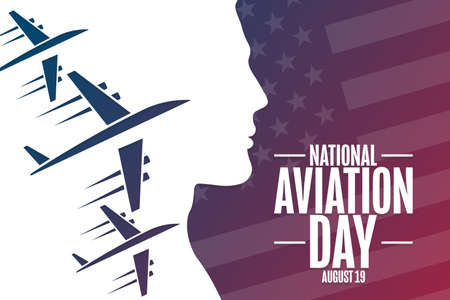 National Aviation Day. August 19. Holiday concept. Template for background, banner, card, poster with text inscription.のイラスト素材