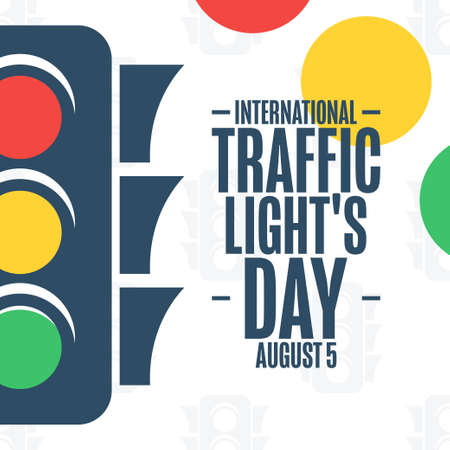 International Traffic Lights Day. August 5. Holiday concept. Template for background, banner, card, poster with text inscription. Vector illustration.のイラスト素材