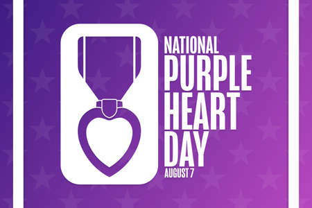 National Purple Heart Day. August 7. Holiday concept. Template for background, banner, card, poster with text inscription.のイラスト素材