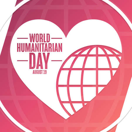 World Humanitarian Day. August 19. Holiday concept. Template for background, banner, card, poster with text inscription. Vector EPS10 illustration.のイラスト素材