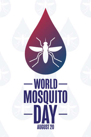World Mosquito Day. August 20. Holiday concept. Template for background, banner, card, poster with text inscription.のイラスト素材