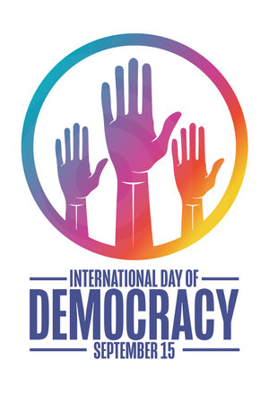 International Day of Democracy. September 15. Holiday concept. Template for background, banner, card, poster with text inscription.のイラスト素材