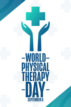 World Physical Therapy Day. September 8. Holiday concept. Template for background, banner, card, poster with text inscription. Vector illustration.のイラスト素材