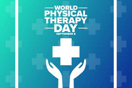 World Physical Therapy Day. September 8. Holiday concept. Template for background, banner, card, poster with text inscription. Vector illustration.のイラスト素材