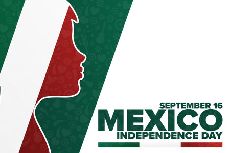 Happy Mexico Independence Day. September 16. Holiday concept. Template for background, banner, card, poster with text inscription. Vector EPS10 illustration.のイラスト素材
