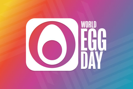 World Egg Day. Holiday concept. Template for background, banner, card, poster with text inscription.のイラスト素材