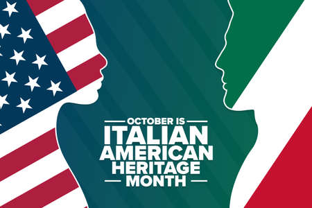 October is Italian-American Heritage Month. Holiday concept. Template for background, banner, card, poster with text inscription. Vector illustration.のイラスト素材