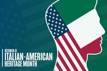 October is Italian-American Heritage Month. Holiday concept. Template for background, banner, card, poster with text inscription. Vector illustration.のイラスト素材