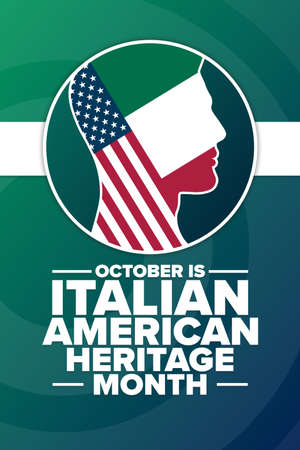 October is Italian-American Heritage Month. Holiday concept. Template for background, banner, card, poster with text inscription. Vector illustration.のイラスト素材