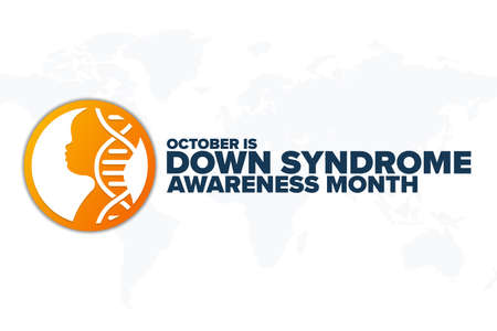 October is Down Syndrome Awareness Month. Holiday concept. Template for background, banner, card, poster with text inscription. Vector illustration.のイラスト素材