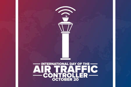 International Day of the Air Traffic Controller. October 20. Holiday concept. Template for background, banner, card, poster with text inscription. Vector EPS10 illustration.のイラスト素材