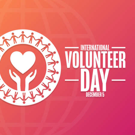 International Volunteer Day for Economic and Social Development. December 5. Holiday concept. Template for background, banner, card, poster with text inscription. Vector illustration.のイラスト素材
