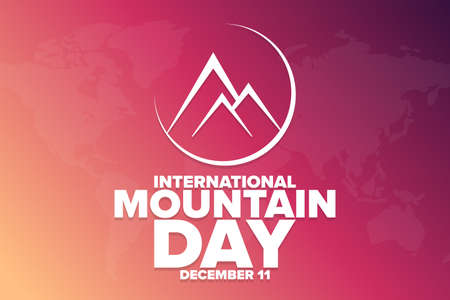 International Mountain Day. December 11. Holiday concept. Template for background, banner, card, poster with text inscription. Vector illustration.のイラスト素材