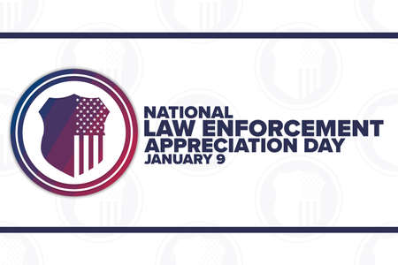 National Law Enforcement Appreciation Day. January 9. Holiday concept. Template for background, banner, card, poster with text inscription. Vector EPS10 illustration.のイラスト素材