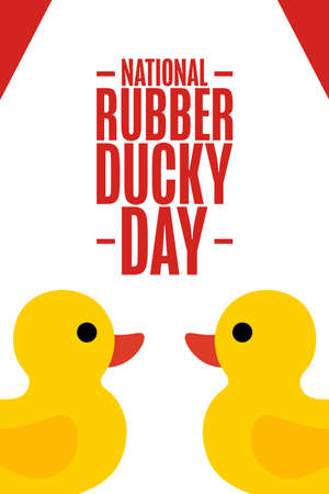 National Rubber Ducky Day. Holiday concept. Template for background, banner, card, poster with text inscription.のイラスト素材
