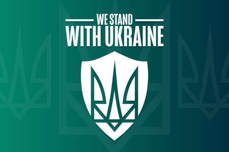 We Stand with Ukraine. Template for background, banner, poster with text inscription. Vector EPS10 illustration.のイラスト素材