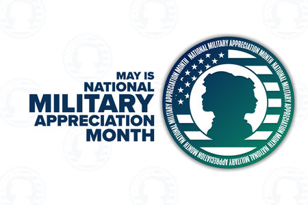 May is National Military Appreciation Month. Holiday concept. Template for background, banner, card, poster with text inscription.のイラスト素材