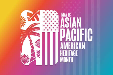 May is Asian Pacific American Heritage Month. Holiday concept. Template for background, banner, card, poster with text inscription. Vector EPS10 illustration.のイラスト素材