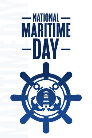 National Maritime Day. Holiday concept. Template for background, banner, card, poster with text inscription. Vector EPS10 illustration.のイラスト素材