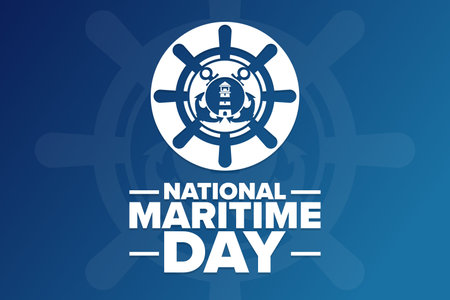 National Maritime Day. Holiday concept. Template for background, banner, card, poster with text inscription. Vector EPS10 illustration.のイラスト素材
