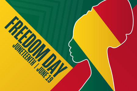 Juneteenth. Freedom Day. June 19. Holiday concept. Template for background, banner, card, poster with text inscription. Vector EPS10 illustration.のイラスト素材