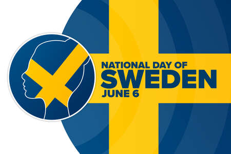 National Day of Sweden. June 6. Holiday concept. Template for background, banner, card, poster with text inscription.のイラスト素材