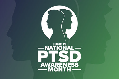 June is National PTSD Awareness Month. Holiday concept. Template for background, banner, card, poster with text inscription. Vector EPS10 illustration.のイラスト素材