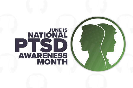 June is National PTSD Awareness Month. Holiday concept. Template for background, banner, card, poster with text inscription. Vector EPS10 illustration.のイラスト素材