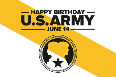 U.S. Army Birthday. June 14. Holiday concept. Template for background, banner, card, poster with text inscription. Vector EPS10 illustration.のイラスト素材
