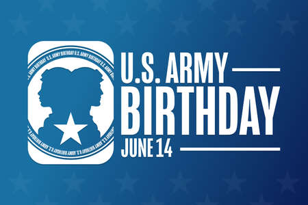 U.S. Army Birthday. June 14. Holiday concept. Template for background, banner, card, poster with text inscription. Vector EPS10 illustration.のイラスト素材