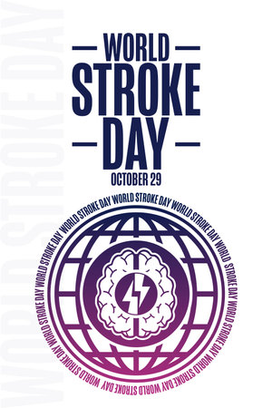 World Stroke Day. October 29. Holiday concept. Template for background, banner, card, poster with text inscription. Vector illustration.のイラスト素材