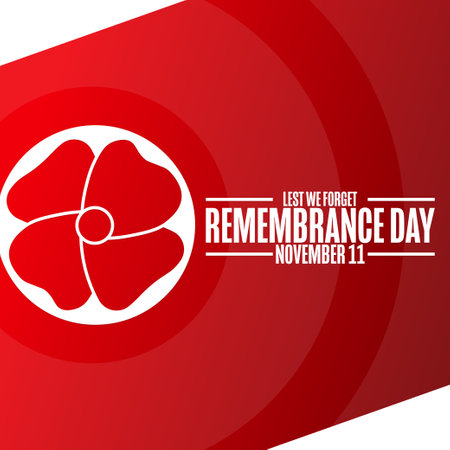Remembrance Day. November 11. Lest We Forget. Holiday concept. Template for background, banner, card, poster with text inscription. Vector illustration.のイラスト素材