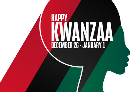 Happy Kwanzaa. December 26 - January 1. Holiday concept. Template for background, banner, card, poster with text inscription. Vector illustration.のイラスト素材
