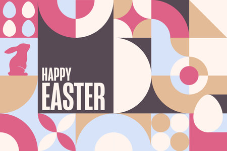 Happy Easter. Holiday concept. Template for background, banner, card, poster with text inscription. Vector EPS10 illustration.のイラスト素材