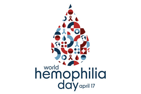 World Hemophilia Day. April 17. Holiday concept. Template for background, banner, card, poster with text inscription. Vector illustration.のイラスト素材