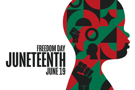 Juneteenth. Freedom Day. June 19. Holiday concept. Template for background, banner, card, poster with text inscription. Vector EPS10 illustration.のイラスト素材